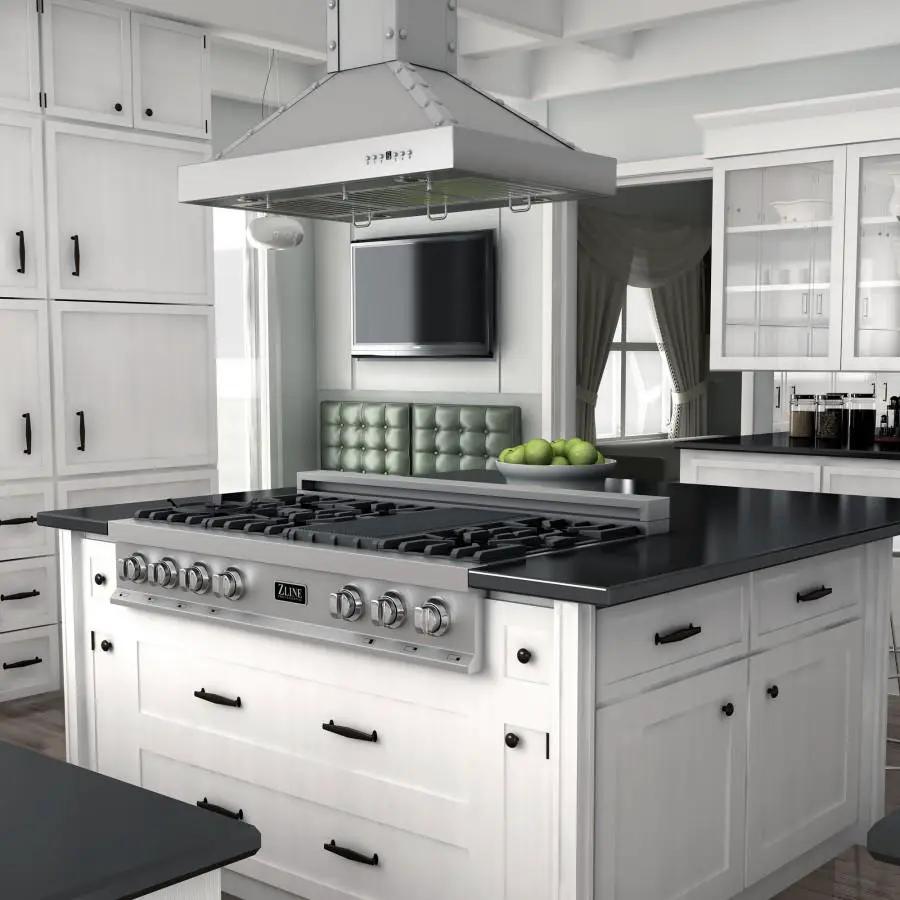 ZLINE 48 in. Porcelain Rangetop in Snow Stainless, 7 Gas Burners, RTS-48 by Farmhouse Kitchen and Bath