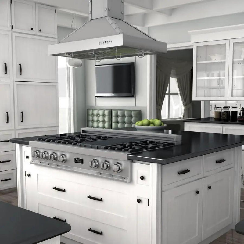ZLINE 48 in. Porcelain Rangetop in Snow Stainless, 7 Gas Burners, RTS-48 by Farmhouse Kitchen and Bath