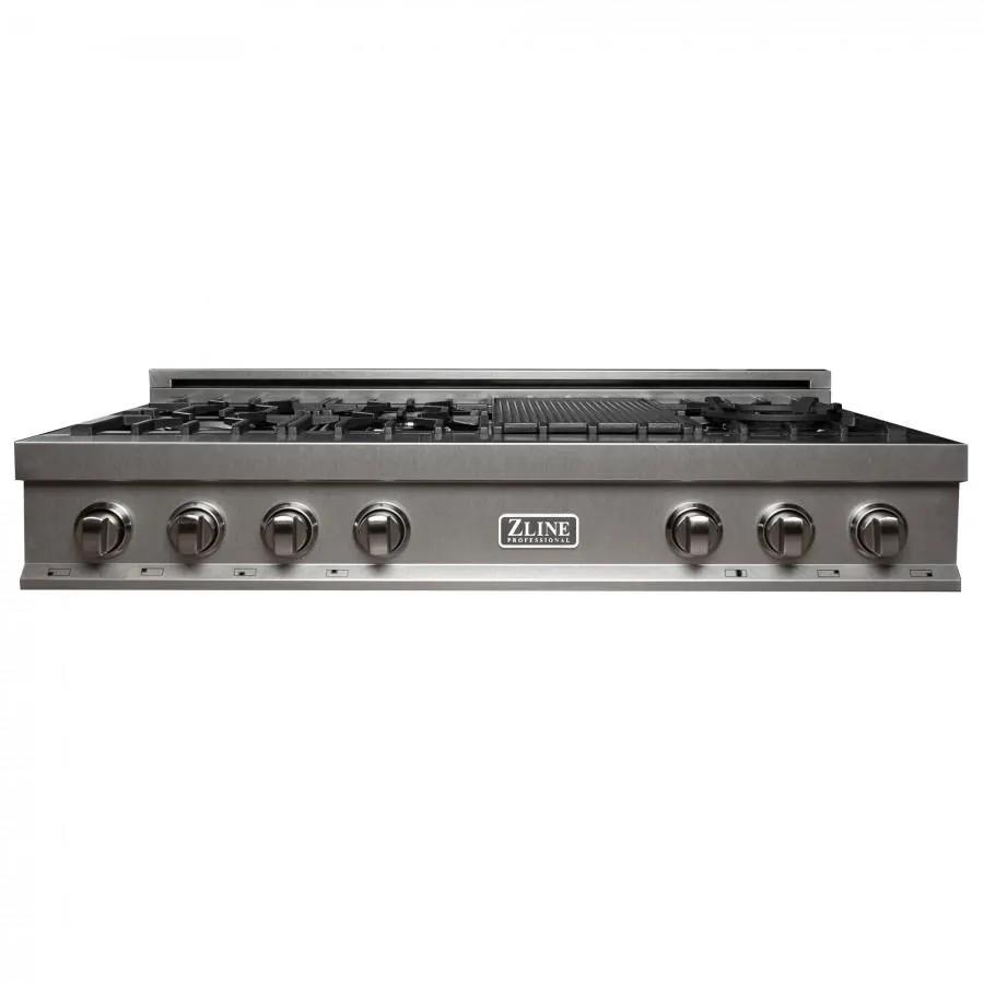 ZLINE 48 in. Porcelain Rangetop in Snow Stainless, 7 Gas Burners, RTS-48 by Farmhouse Kitchen and Bath