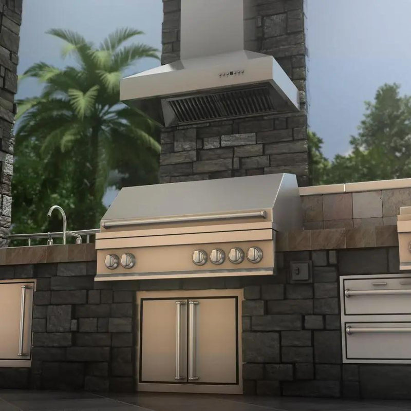 ZLINE 48" Outdoor/Indoor Stainless Steel Wall Range Hood, 667-304-48 by Farmhouse Kitchen and Bath