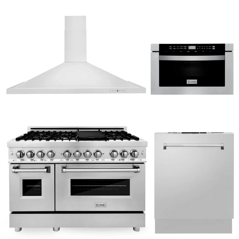 ZLINE 48 " Package Range, Range Hood, Microwave, Dishwasher, 4KP-RARH48-MWDW by Farmhouse Kitchen and Bath