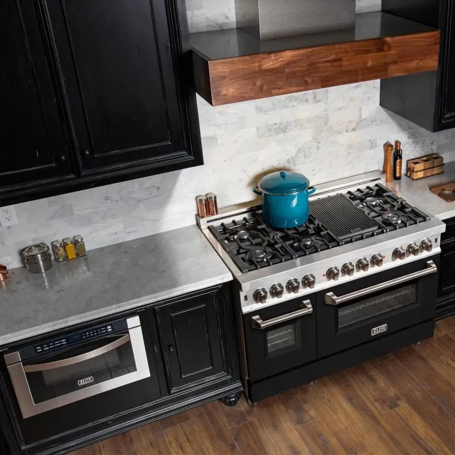 ZLINE 48" Professional Dual Fuel Range with Black Matte Door, RA-BLM-48 by Farmhouse Kitchen and Bath