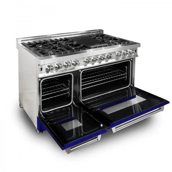 ZLINE 48" Professional Dual Fuel Range with Blue Matte Door, RA-BM-48, photo 2 of 4