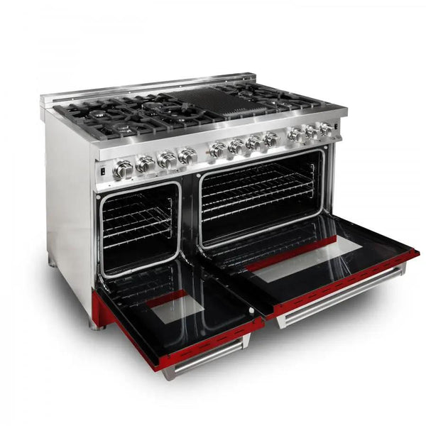 ZLINE 48" Professional Dual Fuel Range with Red Gloss Door, RA-RG-48, photo 2 of 4