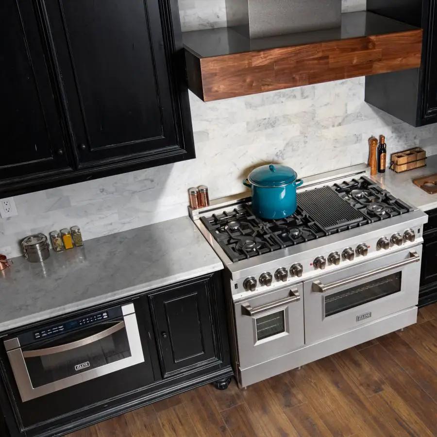 ZLINE 48" Professional Dual Fuel Range with Snow Finish Door, RA-SN-48 by Farmhouse Kitchen and Bath