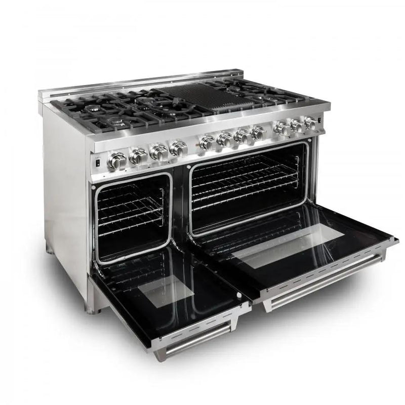 ZLINE 48" Professional Dual Fuel Range with Snow Finish Door, RA-SN-48 by Farmhouse Kitchen and Bath