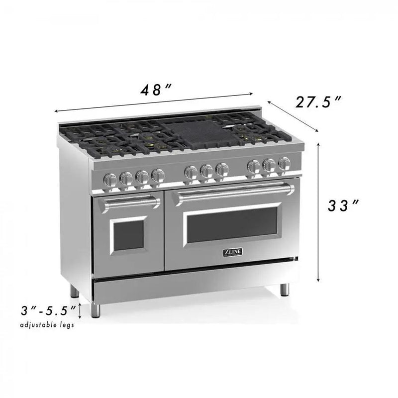 ZLINE 48" Professional Dual Fuel Range with White Matte Door, RA-WM-48 by Farmhouse Kitchen and Bath