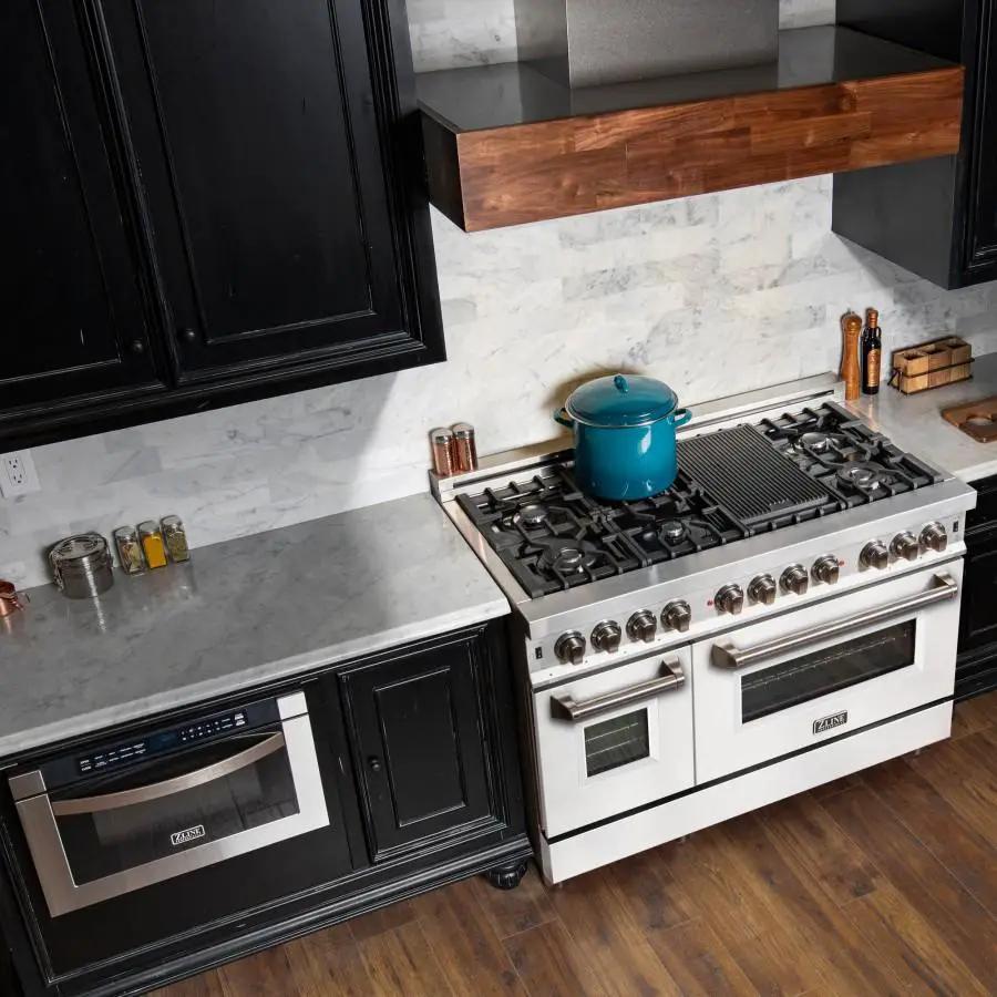 ZLINE 48" Professional Dual Fuel Range with White Matte Door, RA-WM-48 by Farmhouse Kitchen and Bath