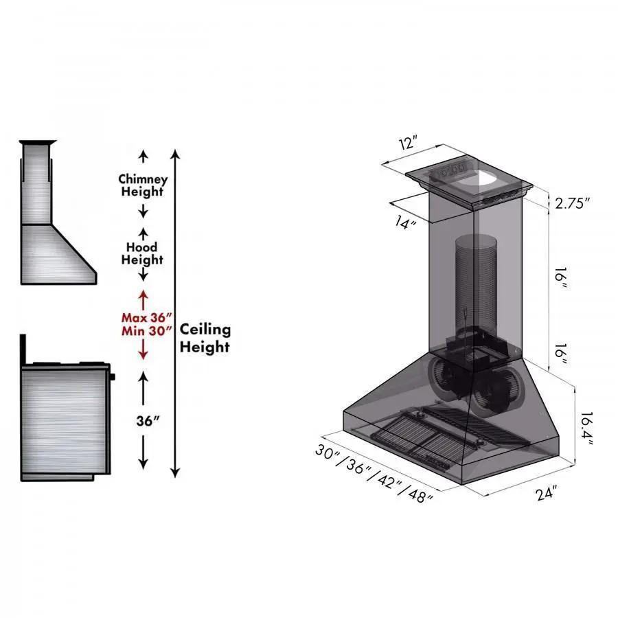 ZLINE 48" Professional Wall Range Hood, Built-in CrownSound® Bluetooth Speakers, 667CRN-BT-48 by Farmhouse Kitchen and Bath