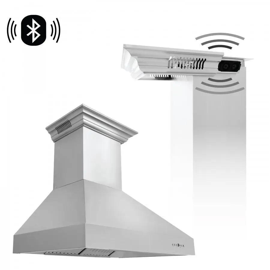 ZLINE 48" Professional Wall Range Hood, Built-in CrownSound® Bluetooth Speakers, 667CRN-BT-48 by Farmhouse Kitchen and Bath