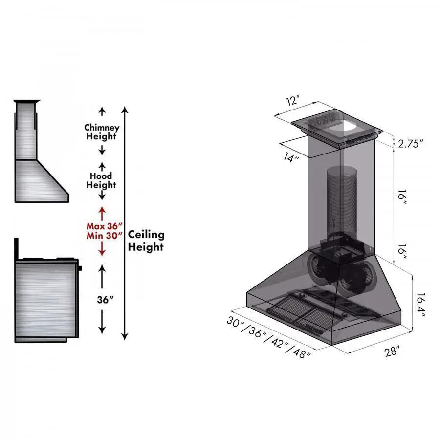 ZLINE 48" Professional Wall Range Hood, Built-in CrownSound® Bluetooth Speakers, 697CRN-BT-48 by Farmhouse Kitchen and Bath