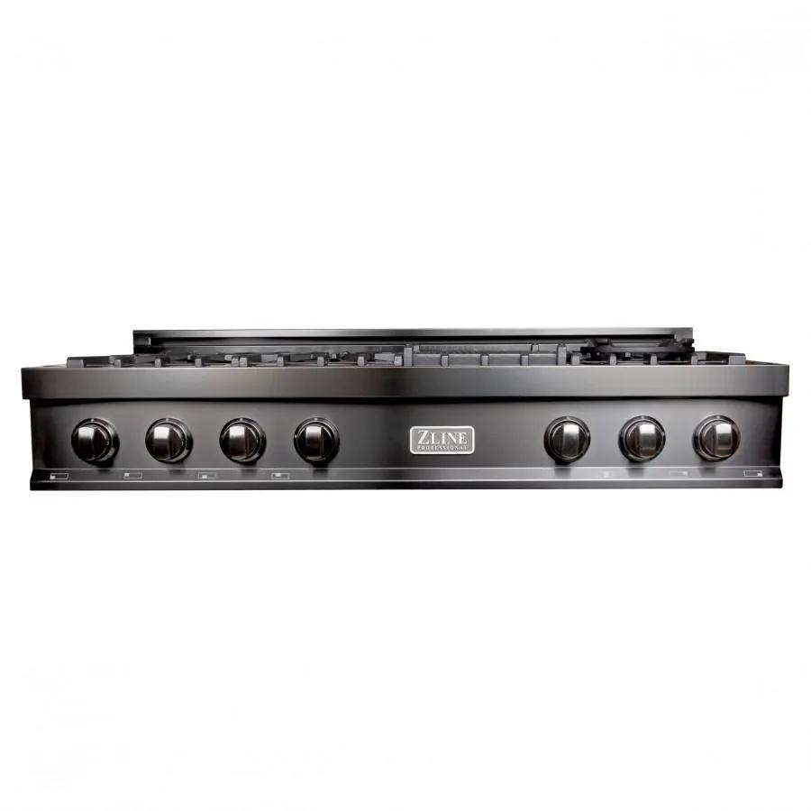 ZLINE 48" Rangetop, Black Stainless, Brass Burners, RTB-BR-48 by Farmhouse Kitchen and Bath