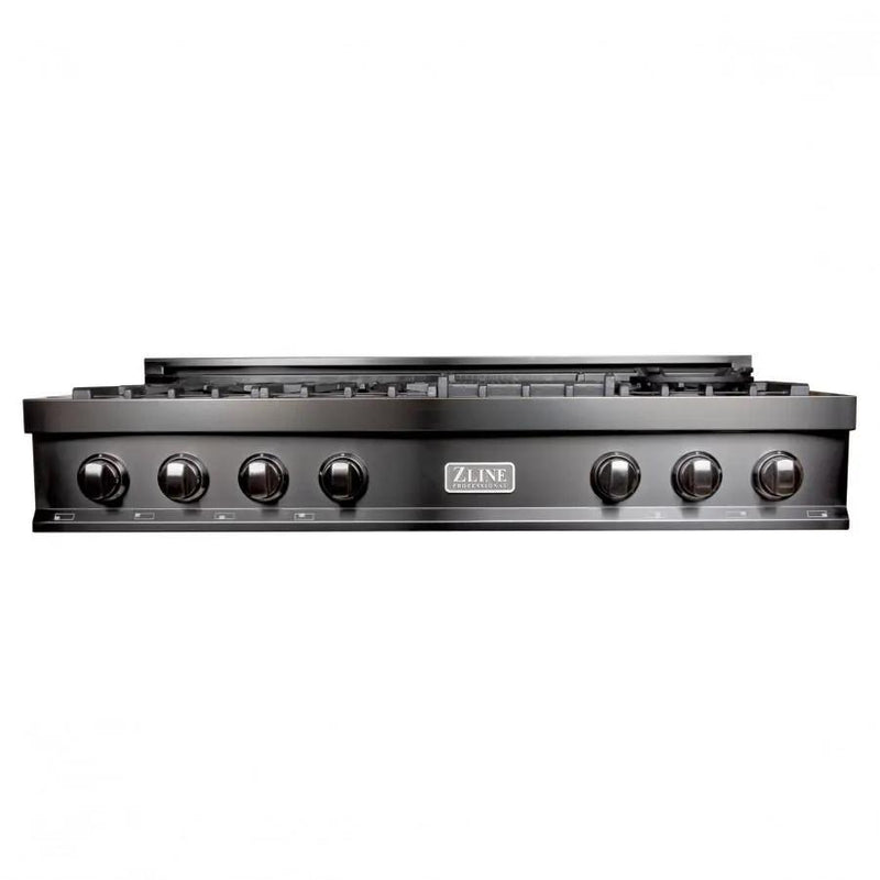 ZLINE 48" Rangetop, Black Stainless, Brass Burners, RTB-BR-48 by Farmhouse Kitchen and Bath