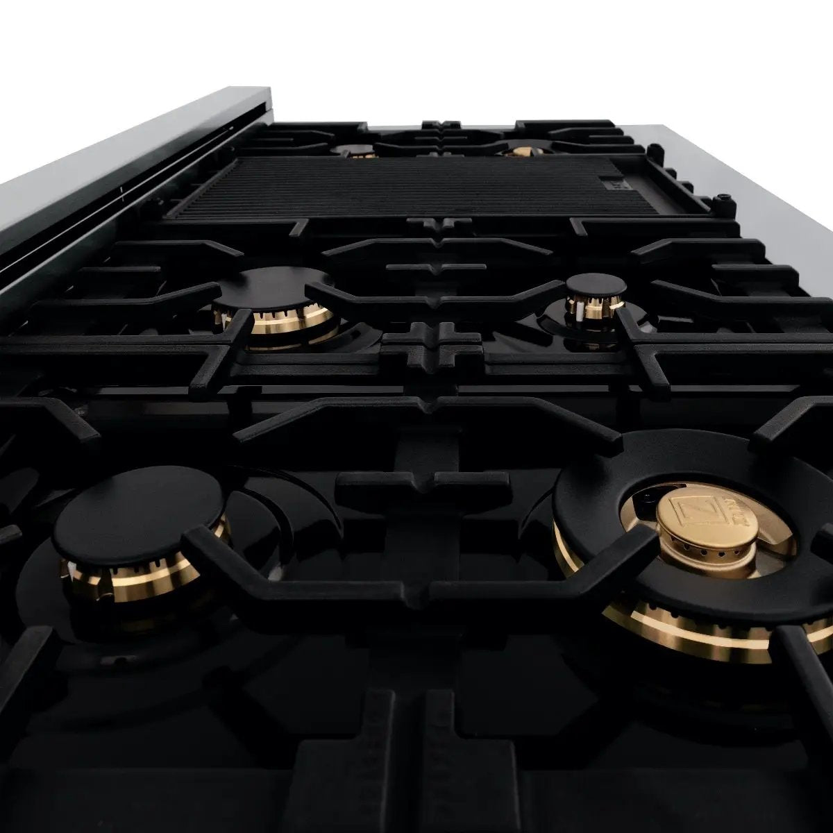 ZLINE 48" Rangetop With 7 Gas Brass Burners, RT-BR-48 by Farmhouse Kitchen and Bath