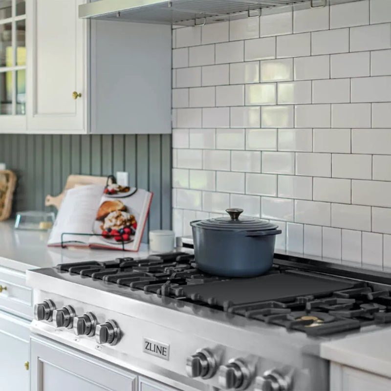 ZLINE 48" Rangetop With 7 Gas Brass Burners, RT-BR-48 by Farmhouse Kitchen and Bath