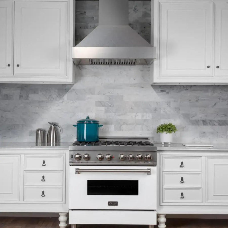 ZLINE 48" Snow Finish Range Hood with Snow Finish Shell, 8654SN-48 by Farmhouse Kitchen and Bath