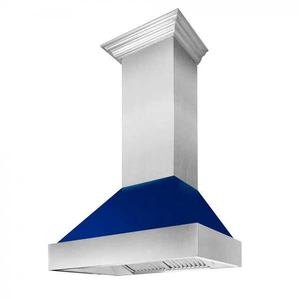 ZLINE 48" Snow Finish Wall Range Hood, Blue Gloss Shell, 8654BG-48, photo 2 of 16