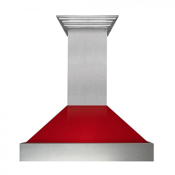 ZLINE 48" Snow Finish Wall Range Hood, Red Gloss Shell, 8654RG-48