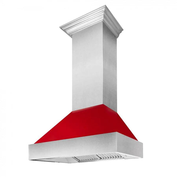 ZLINE 48" Snow Finish Wall Range Hood, Red Gloss Shell, 8654RG-48, photo 2 of 9