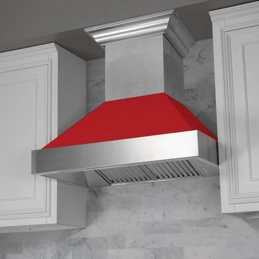 ZLINE 48" Snow Finish Wall Range Hood, Red Matte Shell, 8654RM-48 by Farmhouse Kitchen and Bath