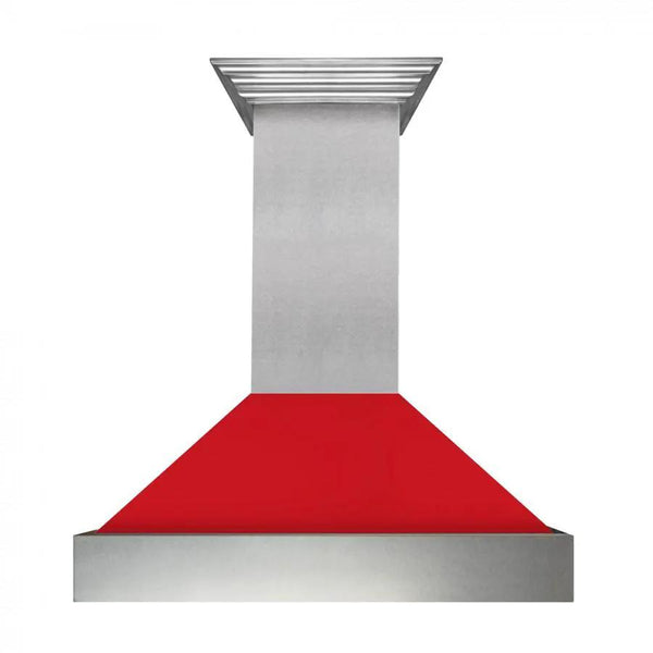 ZLINE 48" Snow Finish Wall Range Hood, Red Matte Shell, 8654RM-48
