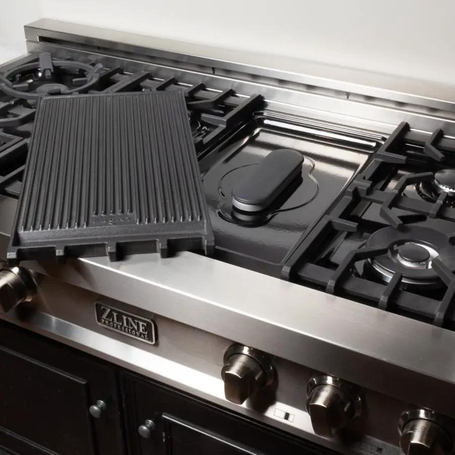 ZLINE 48" Stainless Steel 6.0 cu.ft. 7 Gas Burner/Electric Oven Range with Griddle RA48 by Farmhouse Kitchen and Bath