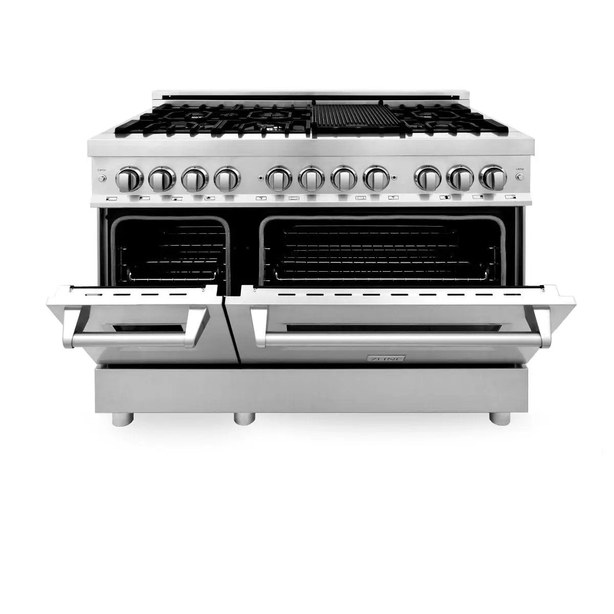 ZLINE 48" Stainless Steel 6.0 cu.ft. 7 Gas Burner/Electric Oven Range with Griddle RA48 by Farmhouse Kitchen and Bath