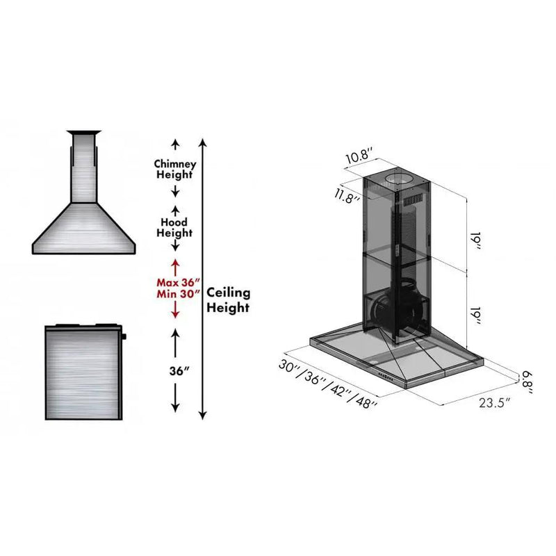 ZLINE 48" Stainless Steel Island Range Hood, GL2i-48 by Farmhouse Kitchen and Bath