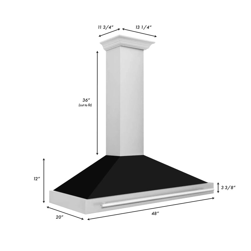 ZLINE 48" Stainless Steel Range Hood with Shell and Stainless Steel Handle KB4STX-BLM-48 by Farmhouse Kitchen and Bath