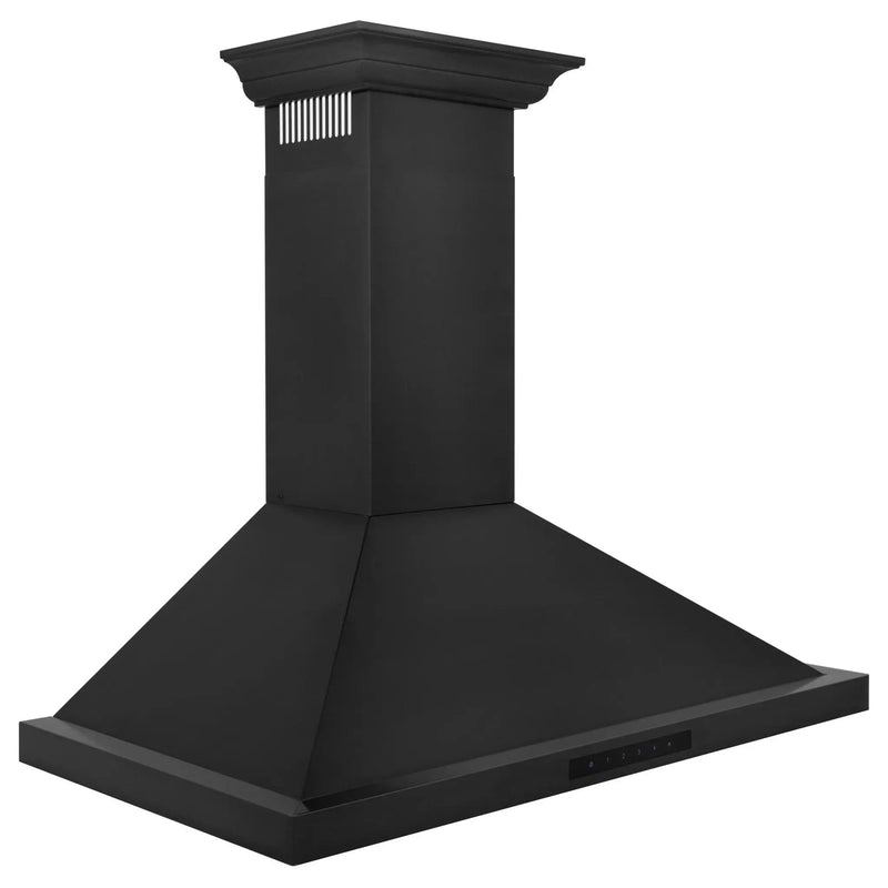 ZLINE 48" Wall Range Hood, Black Stainless, Crown Molding, BSKBNCRN-48 by Farmhouse Kitchen and Bath