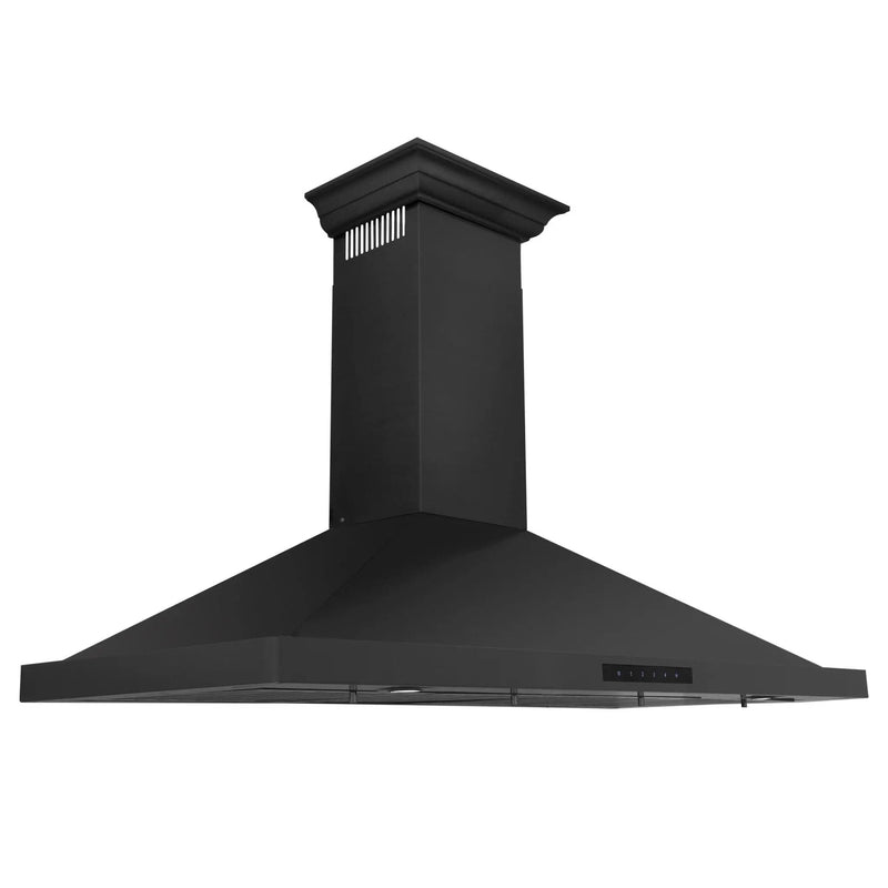 ZLINE 48" Wall Range Hood, Black Stainless, Crown Molding, BSKBNCRN-48 by Farmhouse Kitchen and Bath