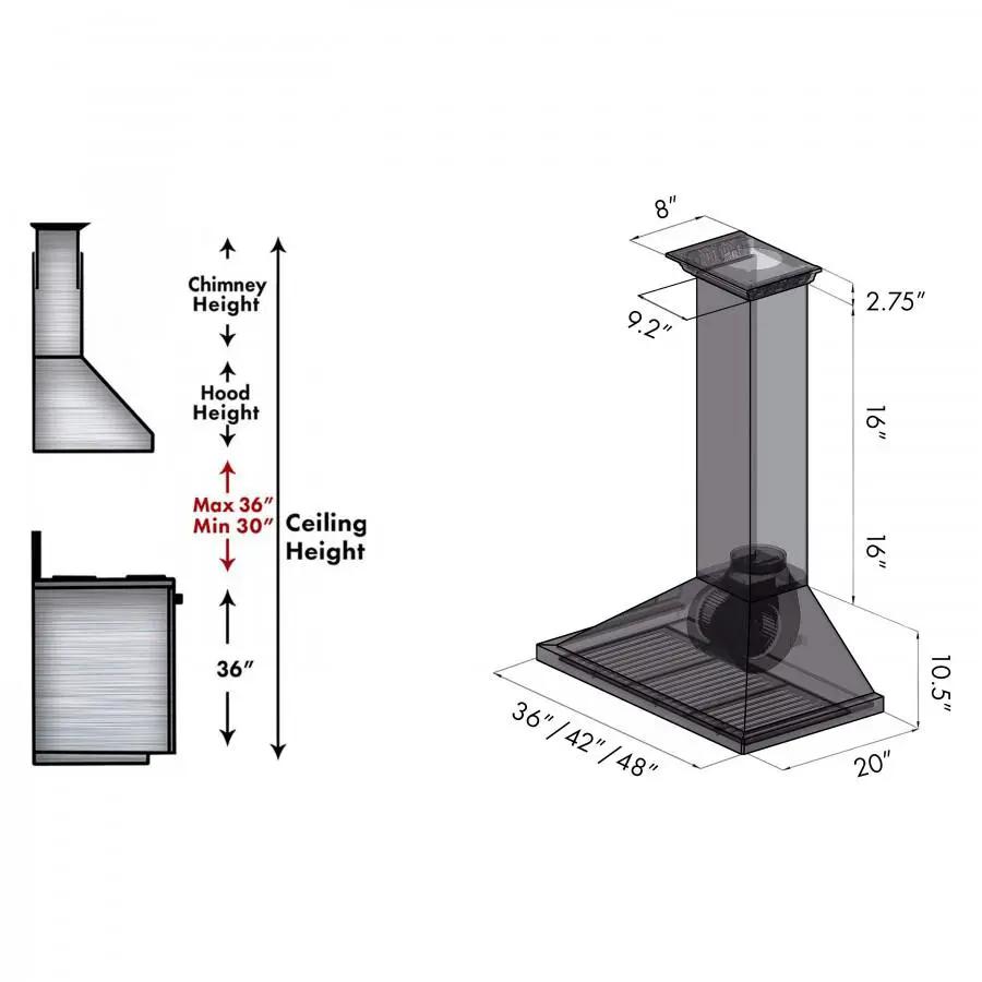ZLINE 48" Wall Range Hood, Built-in CrownSound® Bluetooth Speakers, KBCRN-BT-48 by Farmhouse Kitchen and Bath