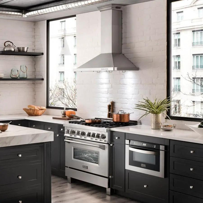 ZLINE 48" Wall Range Hood, Built-in CrownSound® Bluetooth Speakers, KBCRN-BT-48 by Farmhouse Kitchen and Bath