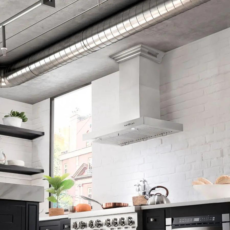 ZLINE 48" Wall Range Hood, Built-in CrownSound® Bluetooth Speakers, KECRN-BT-48 by Farmhouse Kitchen and Bath