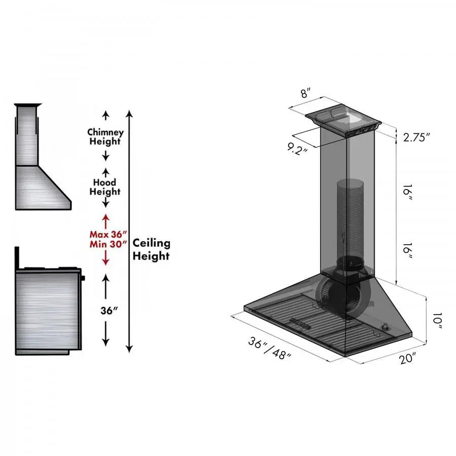 ZLINE 48" Wall Range Hood, Built-in CrownSound® Bluetooth Speakers, KL2CRN-BT-48 by Farmhouse Kitchen and Bath