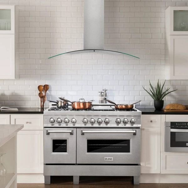 ZLINE 48" Wall Range Hood, Snow Finish Stainless & Glass, 8KN4S-48, photo 2 of 12