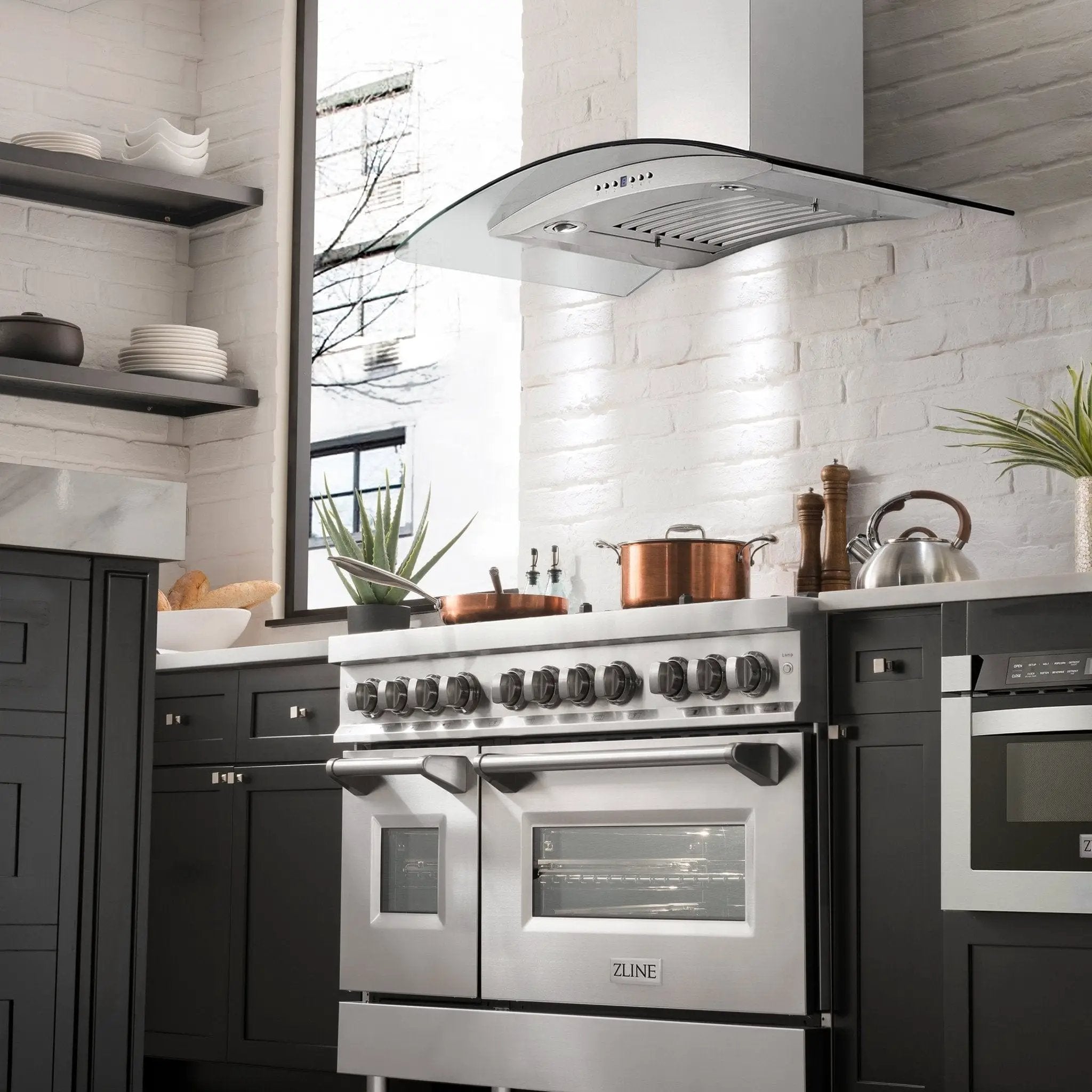 ZLINE 48" Wall Range Hood, Stainless Steel, Glass, KN4-48 by Farmhouse Kitchen and Bath