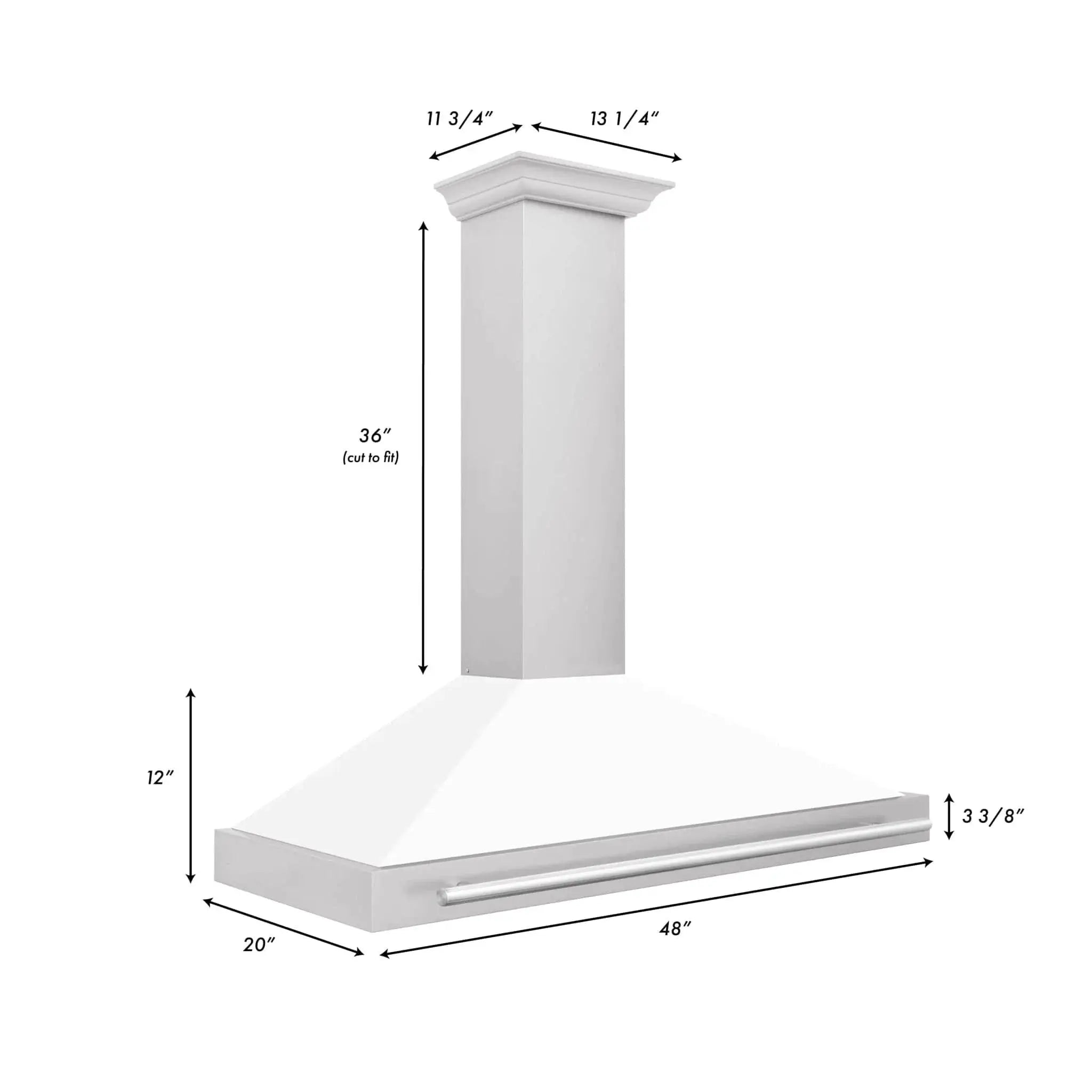 ZLINE 48" White Matte Range Hood, Stainless Steel Handle KB4SNX-WM-48 by Farmhouse Kitchen and Bath