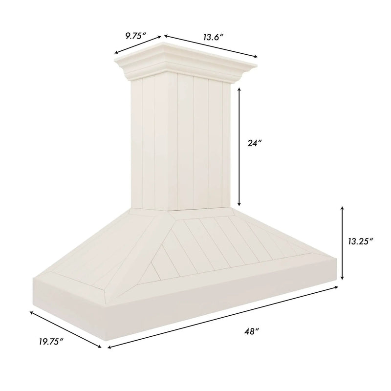 ZLINE 48" Wooden Wall Mount Range Hood in Cottage White, KPTT-48 by Farmhouse Kitchen and Bath