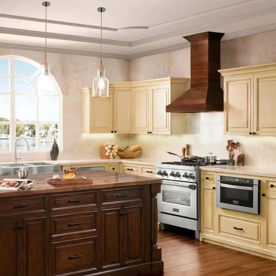 ZLINE 48" Wooden Wall Range Hood in Walnut, KBRR-48 by Farmhouse Kitchen and Bath