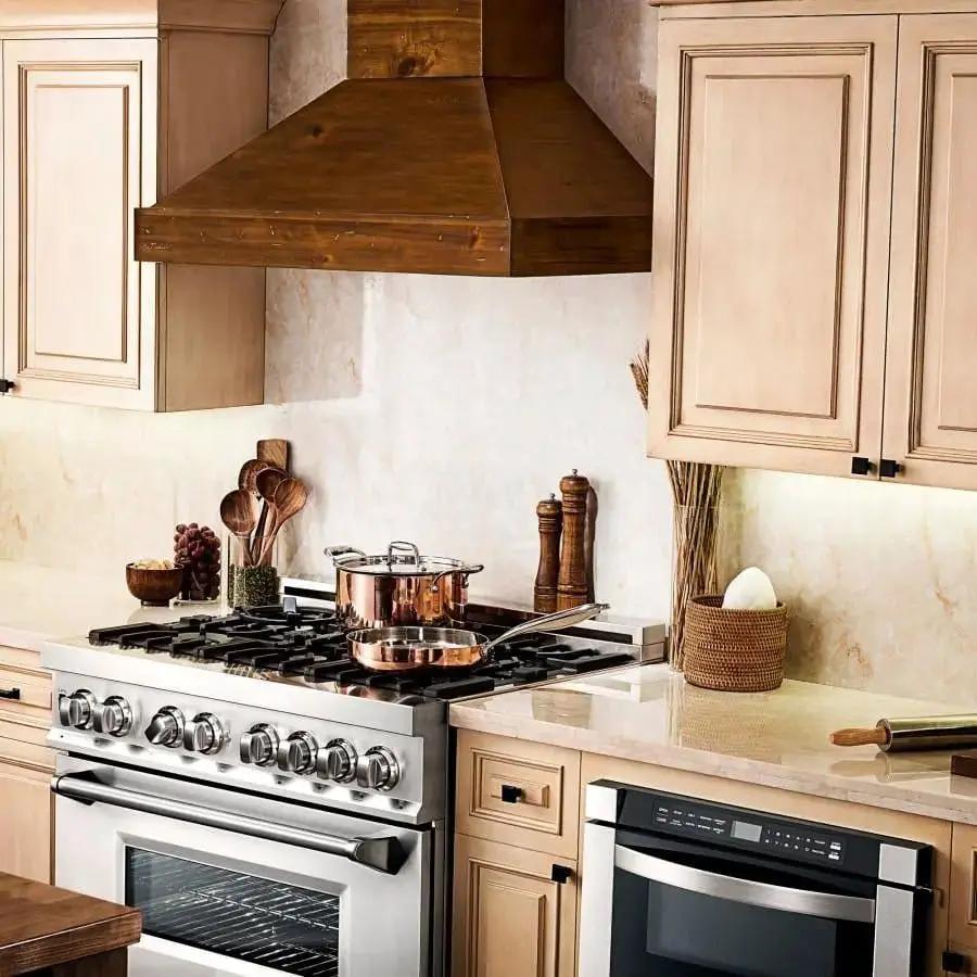 ZLINE 48" Wooden Wall Range Hood in Walnut, KBRR-48 by Farmhouse Kitchen and Bath