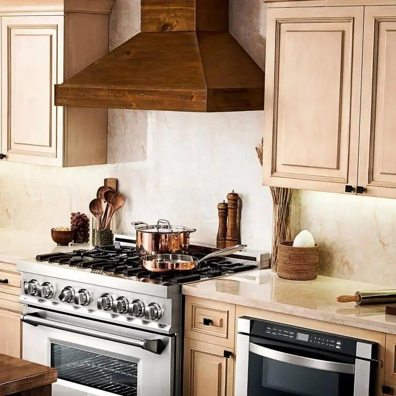 ZLINE 48" Wooden Wall Range Hood in Walnut, KBRR-48 by Farmhouse Kitchen and Bath