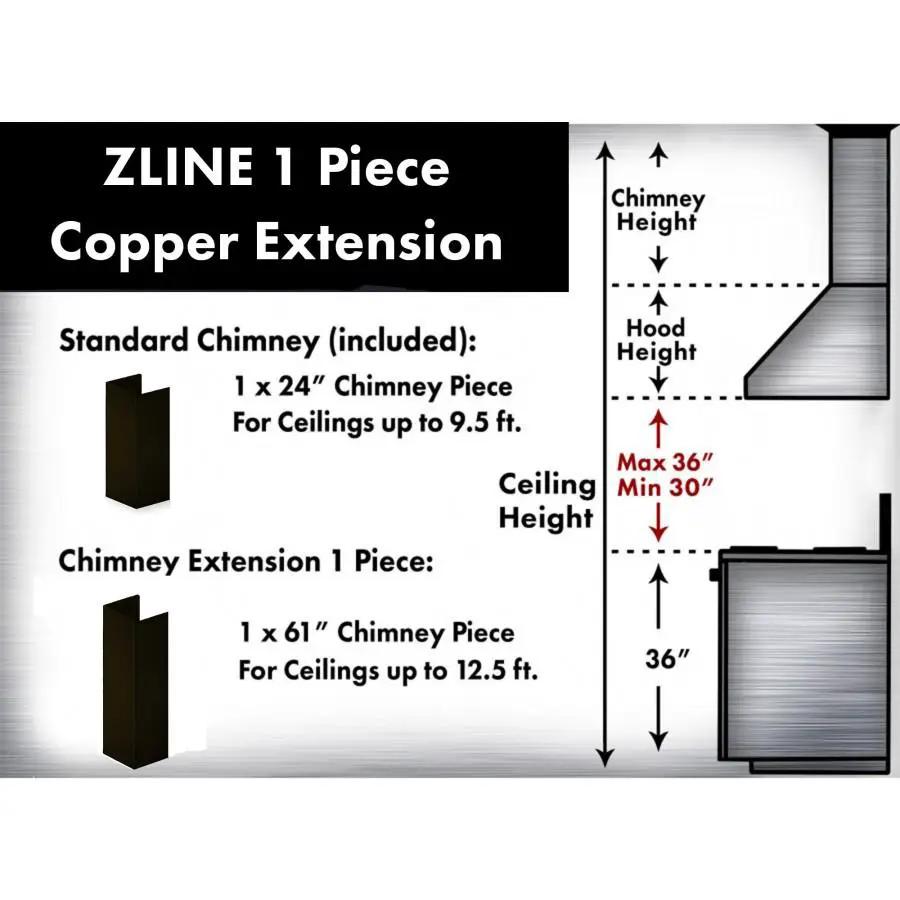 ZLINE 5' Chimney Extension for Ceilings up to 12.5', 8667B-E by Farmhouse Kitchen and Bath