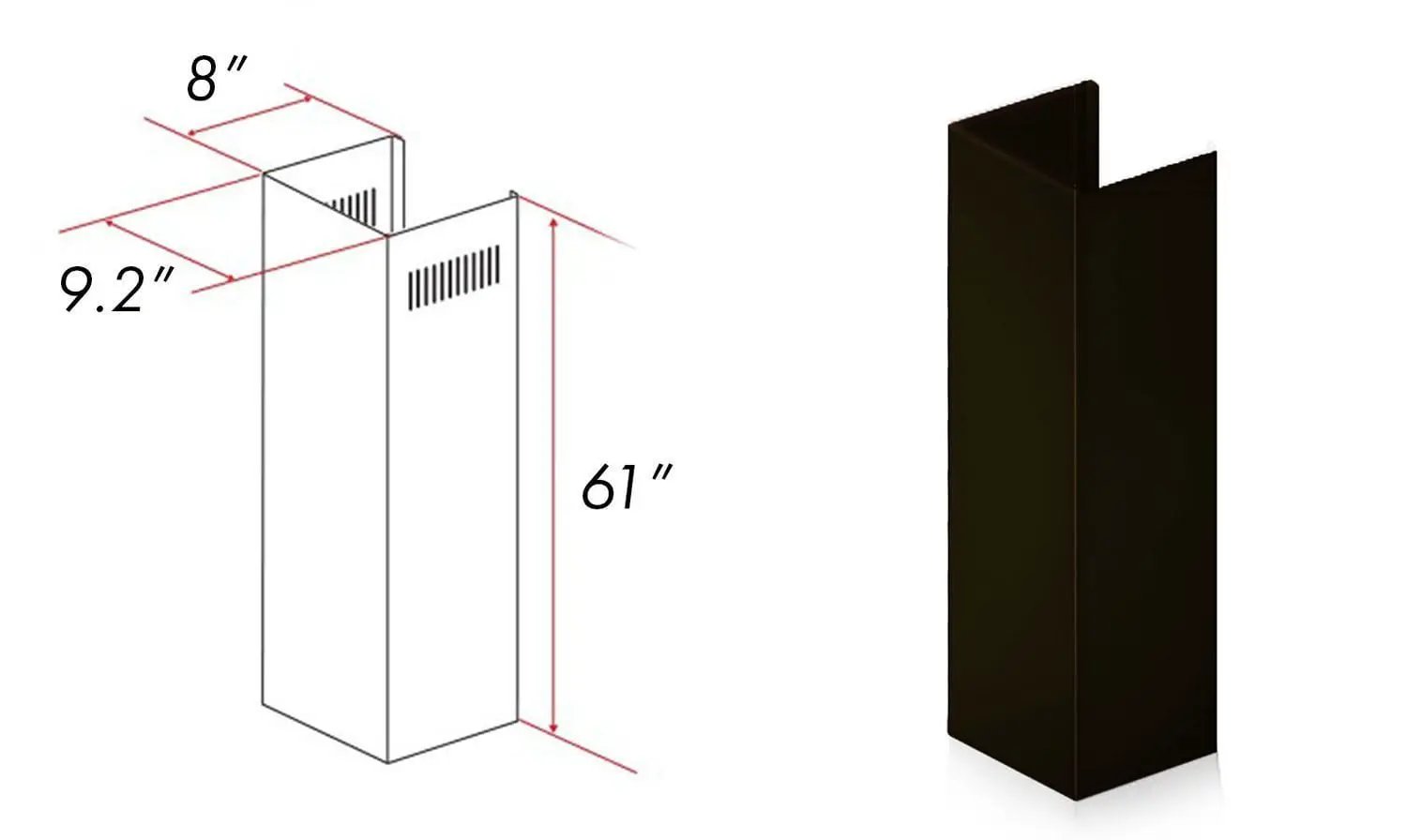 ZLINE 5 Ft. Chimney Extension For Ceilings Up To 12.5 Ft. 8KBB-E by Farmhouse Kitchen and Bath