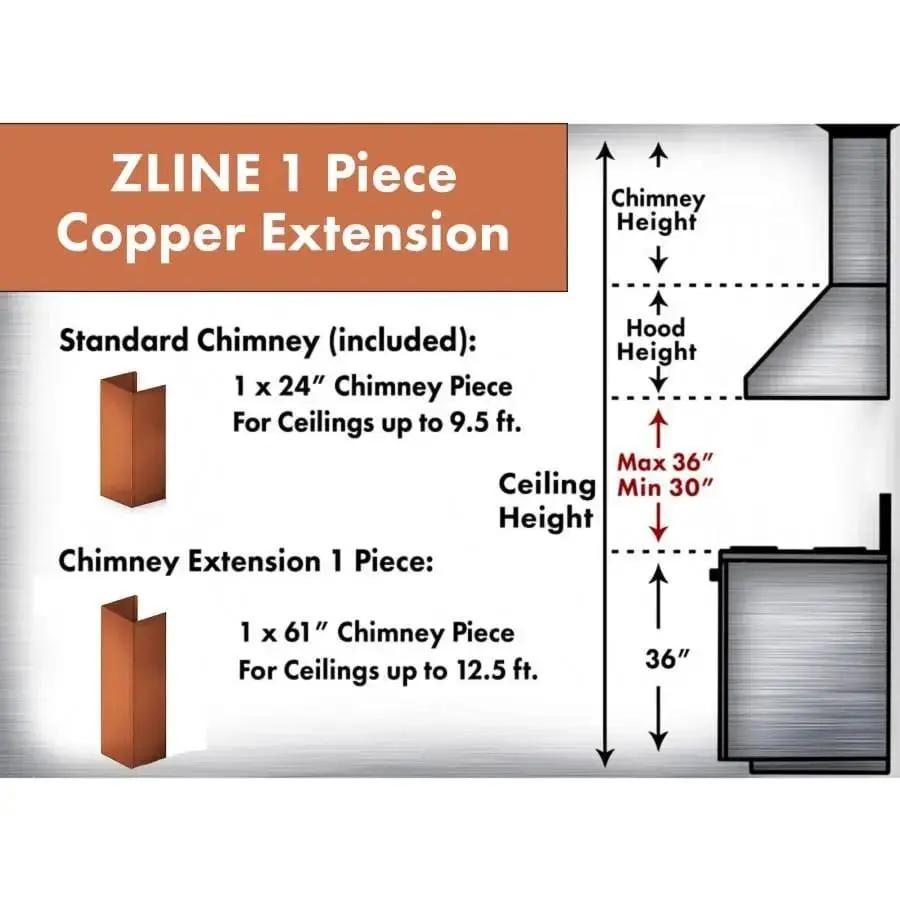 ZLINE 5' Range Hood Chimney Extension, Ceilings up to 12.5' 8KBC-E by Farmhouse Kitchen and Bath