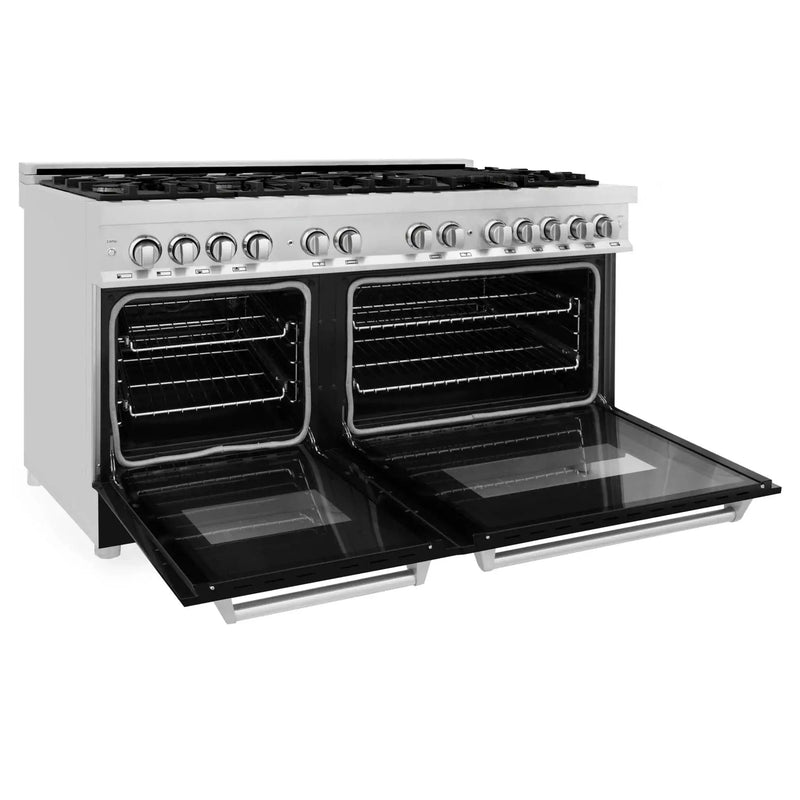 ZLINE 60" 7.4 cu. ft. Dual Fuel Range, Gas Stove and Electric Oven in Stainless Steel and Black Matte Door, RA-BLM-60 by Farmhouse Kitchen and Bath