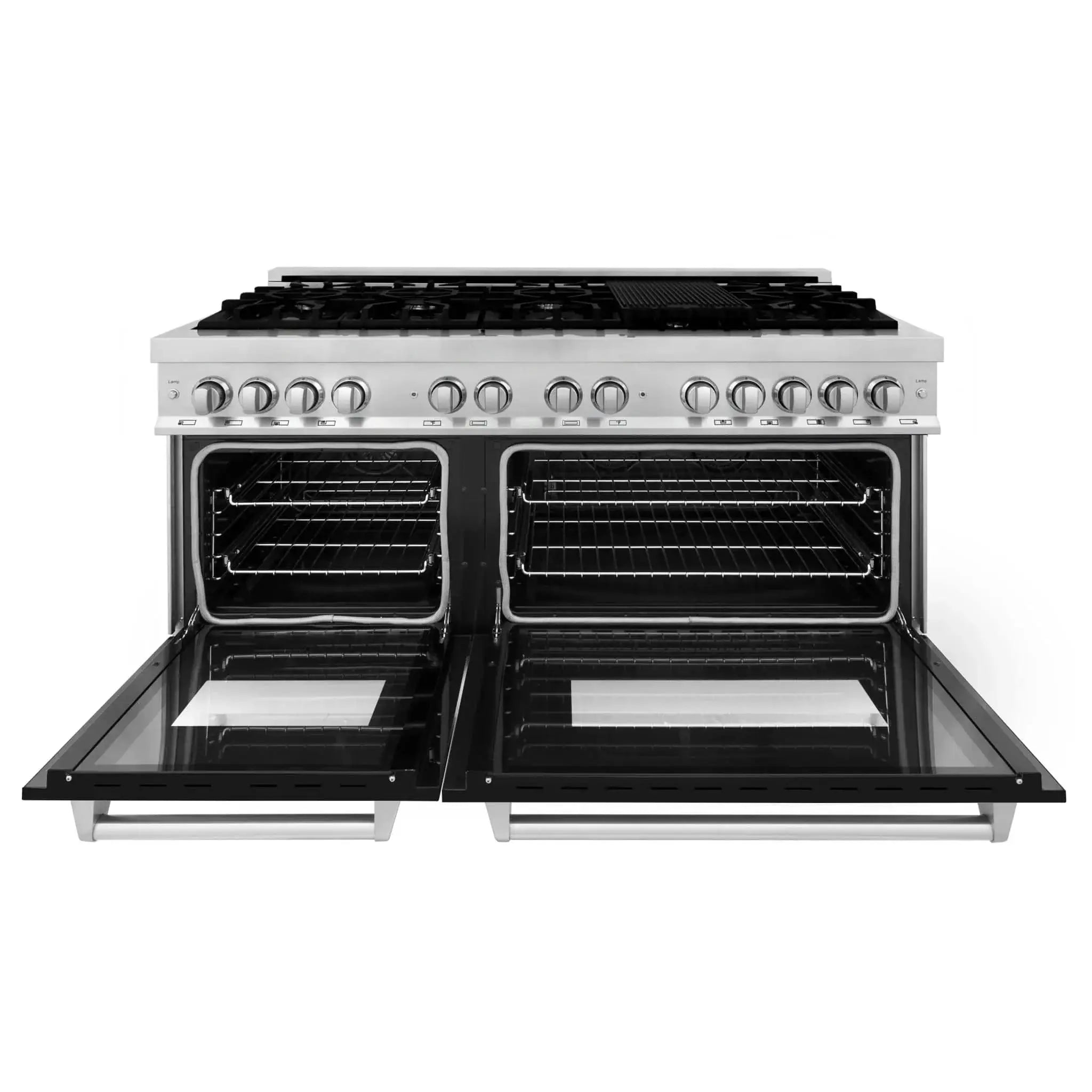 ZLINE 60" 7.4 cu. ft. Dual Fuel Range, Gas Stove and Electric Oven in Stainless Steel and Black Matte Door, RA-BLM-60 by Farmhouse Kitchen and Bath