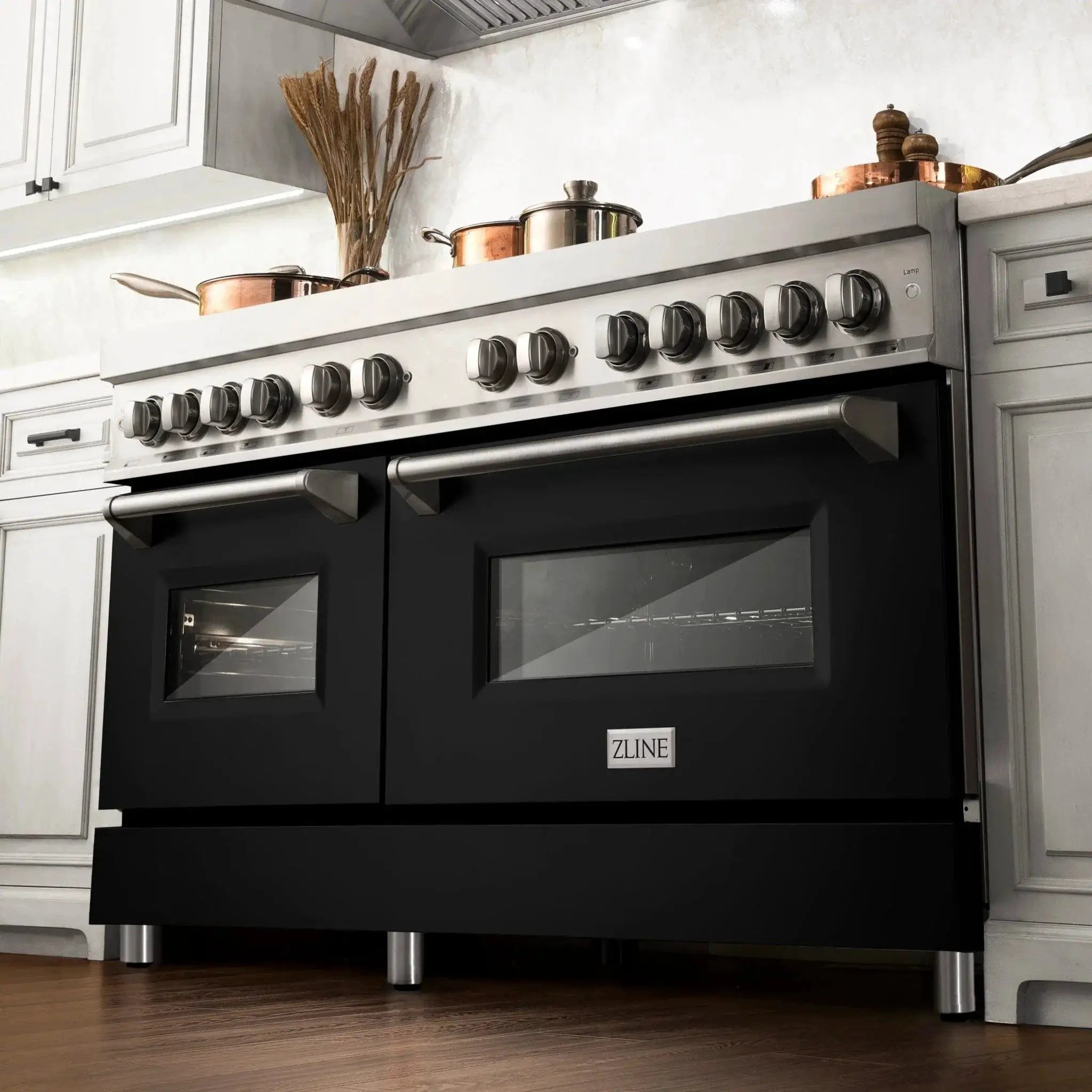 ZLINE 60" 7.4 cu. ft. Dual Fuel Range, Gas Stove and Electric Oven in Stainless Steel and Black Matte Door, RA-BLM-60 by Farmhouse Kitchen and Bath