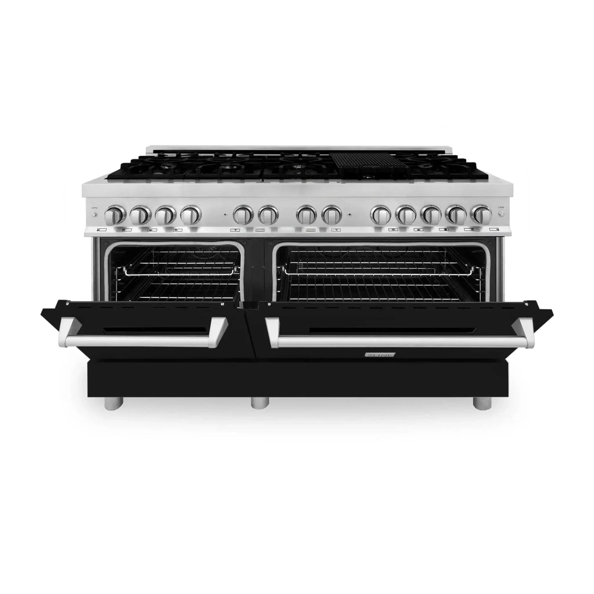 ZLINE 60" 7.4 cu. ft. Dual Fuel Range, Gas Stove and Electric Oven in Stainless Steel and Black Matte Door, RA-BLM-60 by Farmhouse Kitchen and Bath
