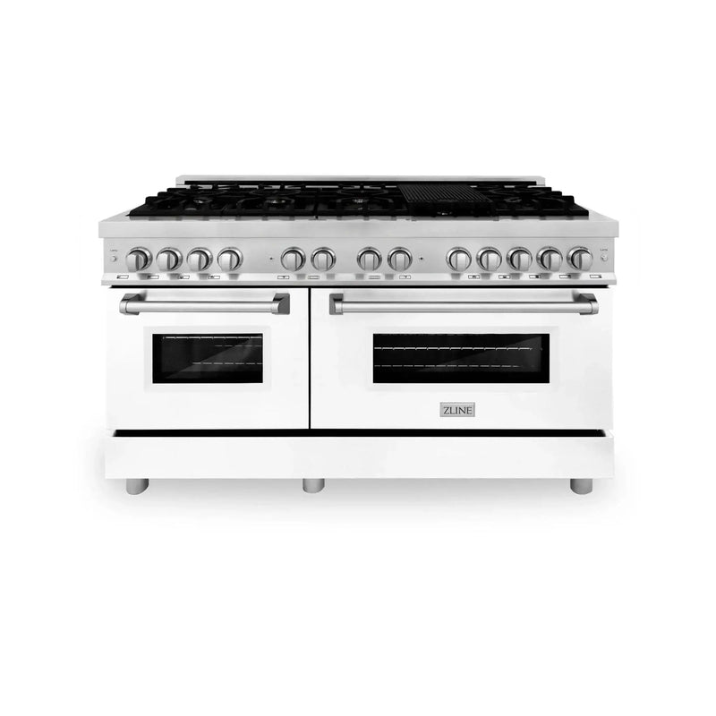 ZLINE 60" 7.4 cu. ft. Dual Fuel Range with Gas Stove and Electric Oven in Stainless Steel and White Matte Door, RA-WM-60 by Farmhouse Kitchen and Bath